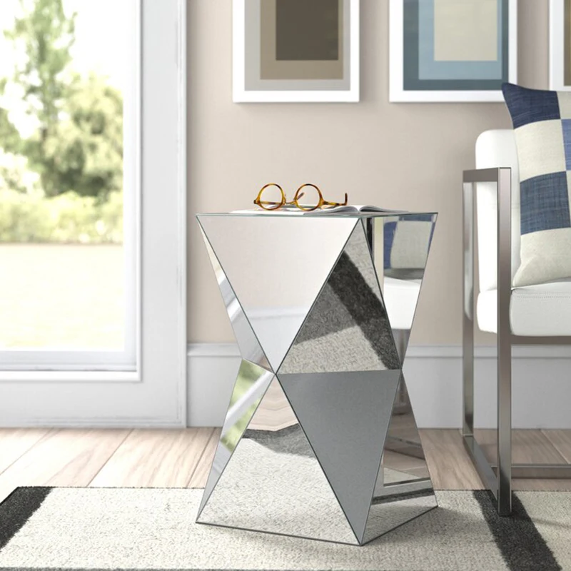 Modern Coffee Tables Living Room Furniture Sofa Side Table Creative Glass Mirror Tea Table Bathroom Cabinet Square Bedside Table