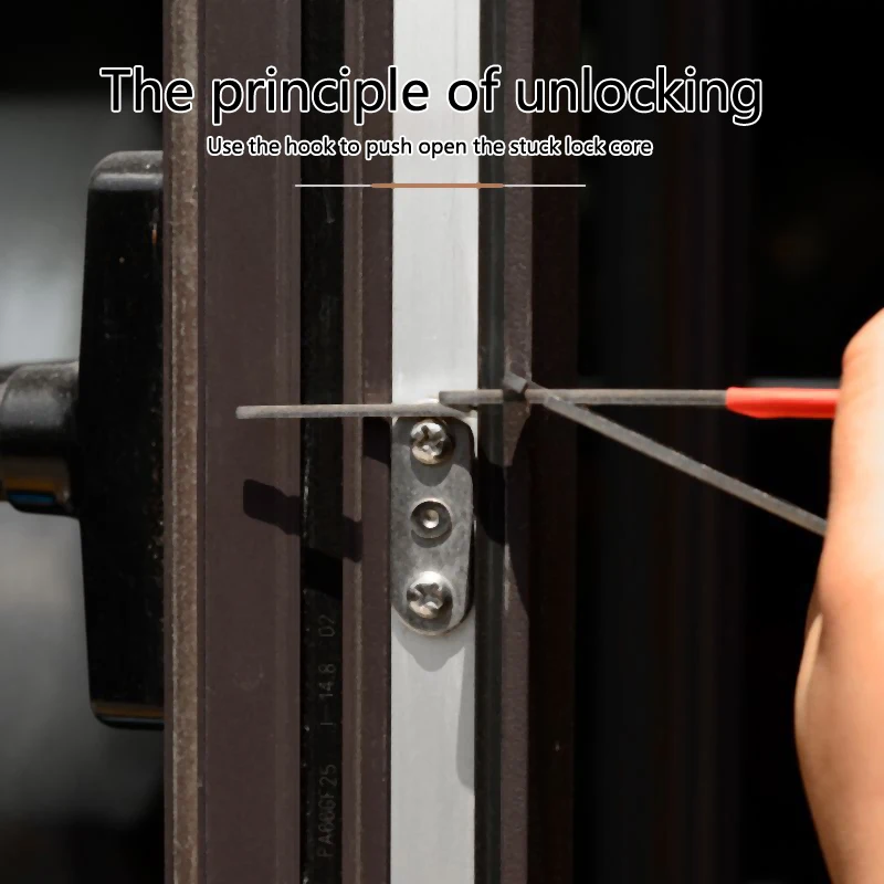 3Pcs/set Alat Pembuka Kunci Jendela Lipat Profesional Anti Selip Set Pembuka Kunci Praktis Kunci Pintu Stainless Steel