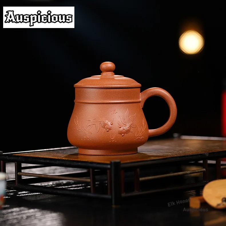 

Аутентичная кружка из фиолетовой глины Исин, 400 мл, кувшин для воды ручной работы с двойной рыбой, сырая руда, чайник для скоростного спуска, грязевой чайник, чайный сервиз Zisha, подарок