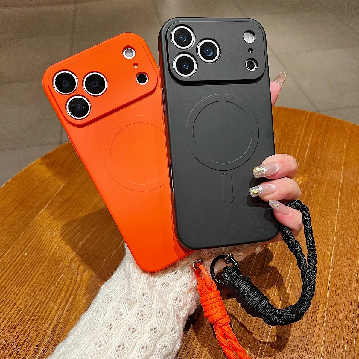 Handschlaufe, weiche Flüssigsilikon-Handyhülle für Apple IPhone 17 16 15 Plus 14 Pro Max 17 Air 11 12 13 magnetische matte Abdeckung