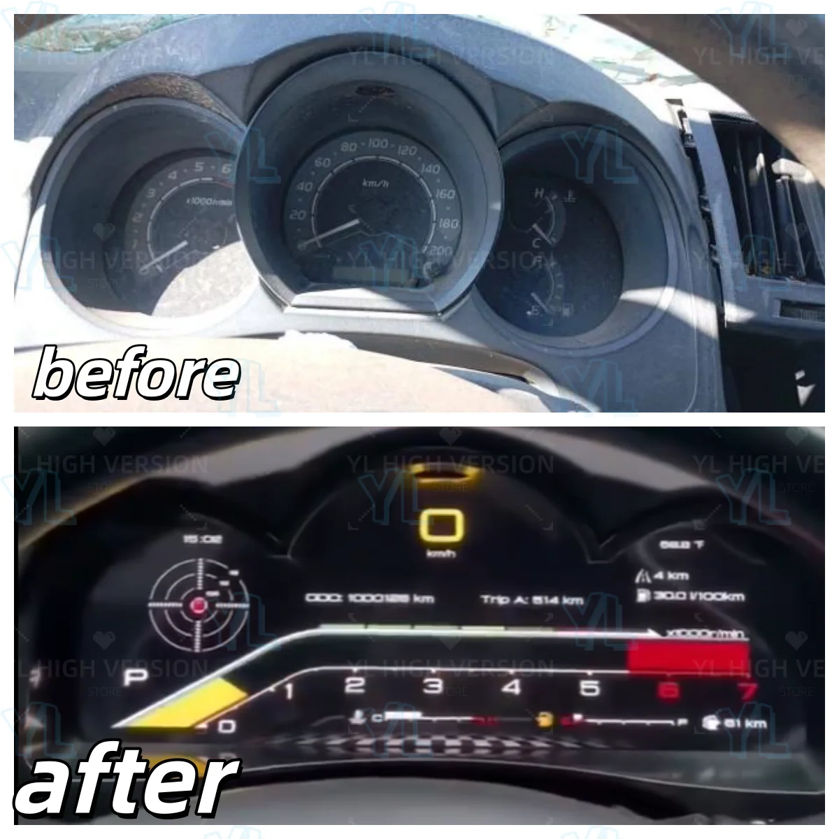 Digital Cluster For Toyota Fortuner/ Hilux 2005-2015 Innova 16-24 Dashboard Virtual Cockpit Instrument Speed Meter Dash Panel