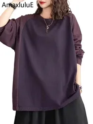 Amax luluE Korean Design Winter Clothes Womens Fashion Loose Leisure Tee Shirts Ladies Classic Vintage Luxury O Neck Cotton Tops