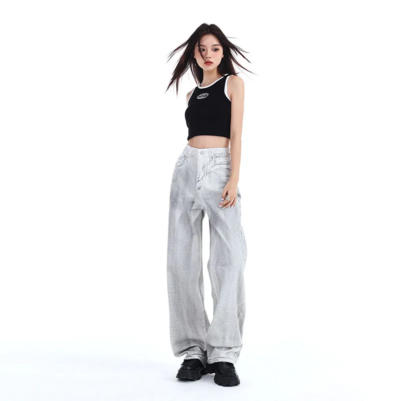 

Women High Waist Jeans Y2K American Vintage Baggy Straight Pants Hip Hop Street Style Fashion Wide Leg Denim Trouser