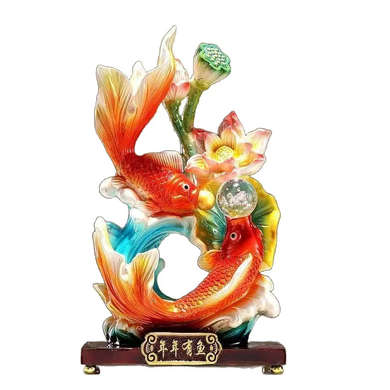 For Surplus Year After Year Office Koi Fish Lucky Decoration Prosperous & Flourishing Tabletop Ornament