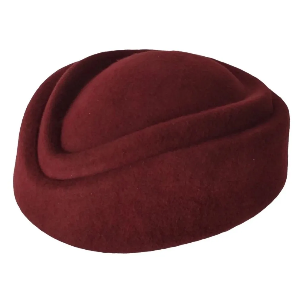 Elegant Wool Felt Women Beret Hats Spring Summer with Slot Flight Attendant Hat Black Red Blue Service Cap Uniform Hat