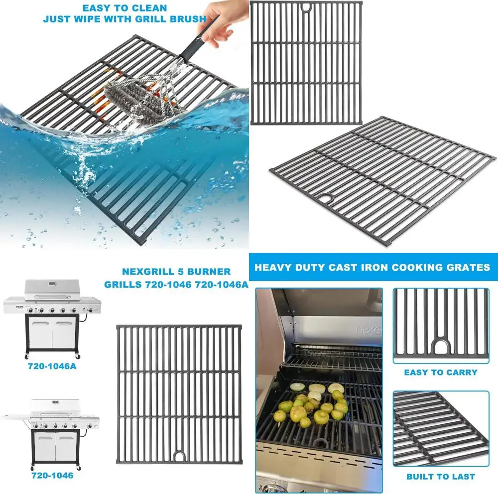 

5 Burner Gas Grill Replacement Cast Iron Cooking Grids, 2 Pack