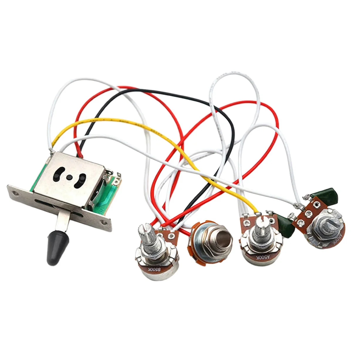 Strat Guitar Wiring Harness Prewired 3X 500K Pots 1 Volume 2 Tone Control Knobs 5 Way Switch,Electric Guitar Parts XQ