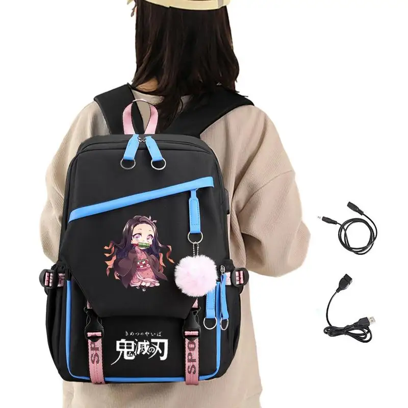 

Kids Backpack With USB Charging Port Anime Peripherals DemonSlayer Backpack School Bags Notebook Bag For Girls Teenagers