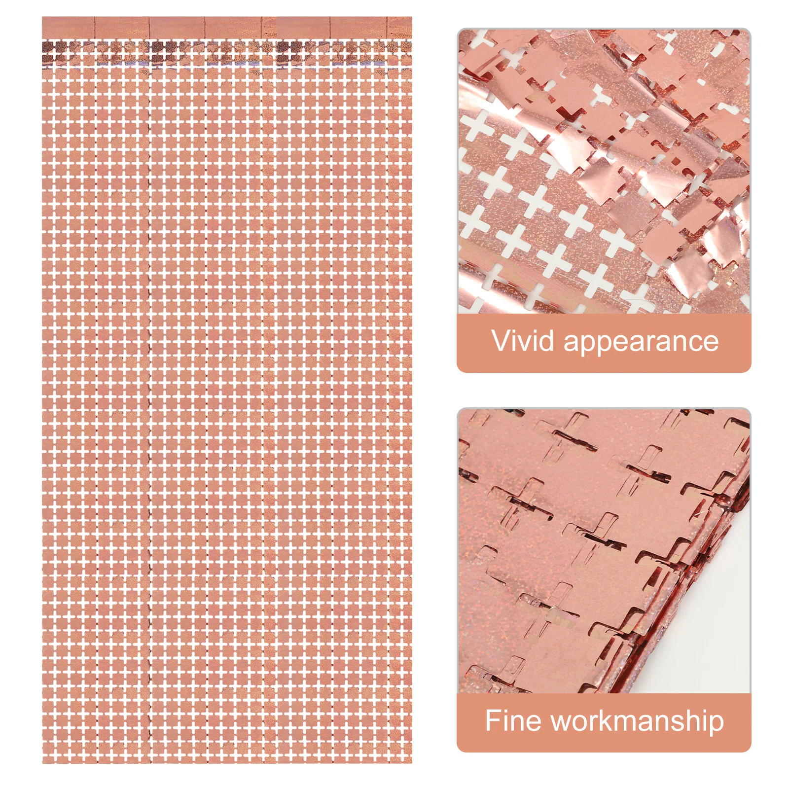 

Luxshiny Square Tinsel Curtain Party Wedding Garland Metallic Fringe Streamer Background Rose Gold Tassel Trim