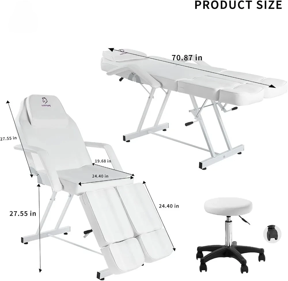 Adjustable Tattoo Chair Salon, Hydraulic Stool Massage Bed, Professional Massage Facial, Lash Beauty Treatment Spa