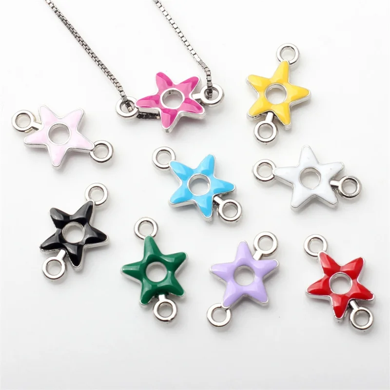 10pcs Cute Double Hook Hallow Star Charms For DIY Earrings Bracelets Necklaces Jewelry Making Accessories