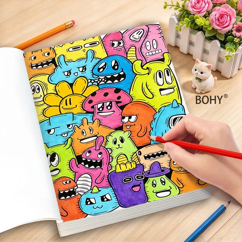 1 Fun Monster Sketching and Coloring Book, Total 22 Pages, Adult Home Graffiti Decompression, Coloring To Release Imagination