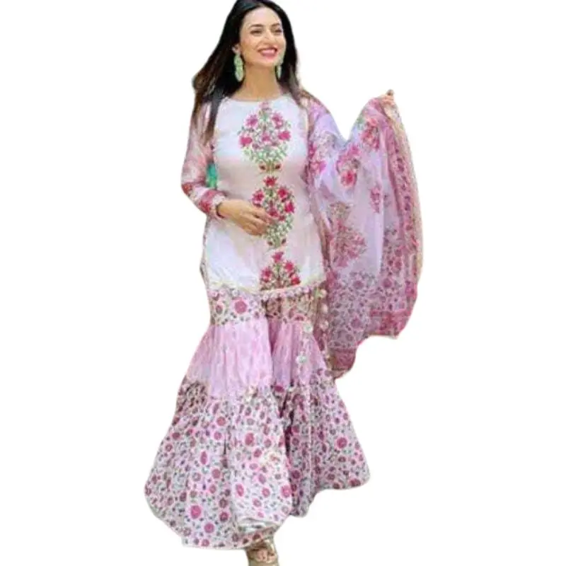 

Women Sharara Kurta Dupatta Beautiful Palazzo Suit Salwar Kameez Combo