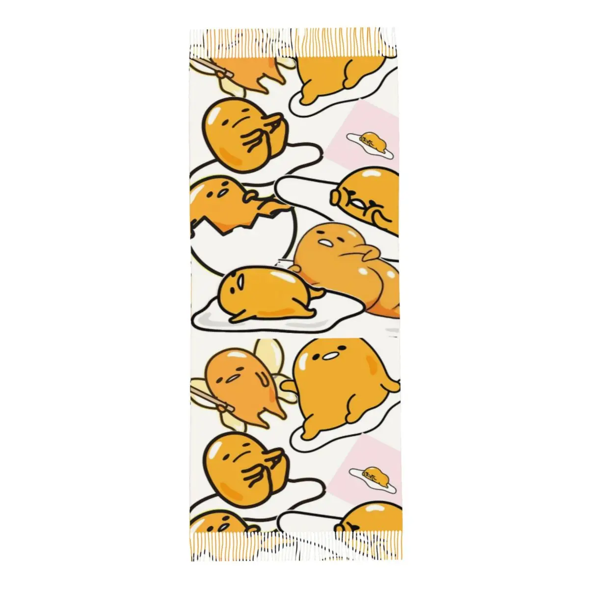 Gudetama Cute Egg Cartoon Scarf for Women Warm Winter Pashmina Shawl Wrap Long Large Scarves with Tassel Lightweight