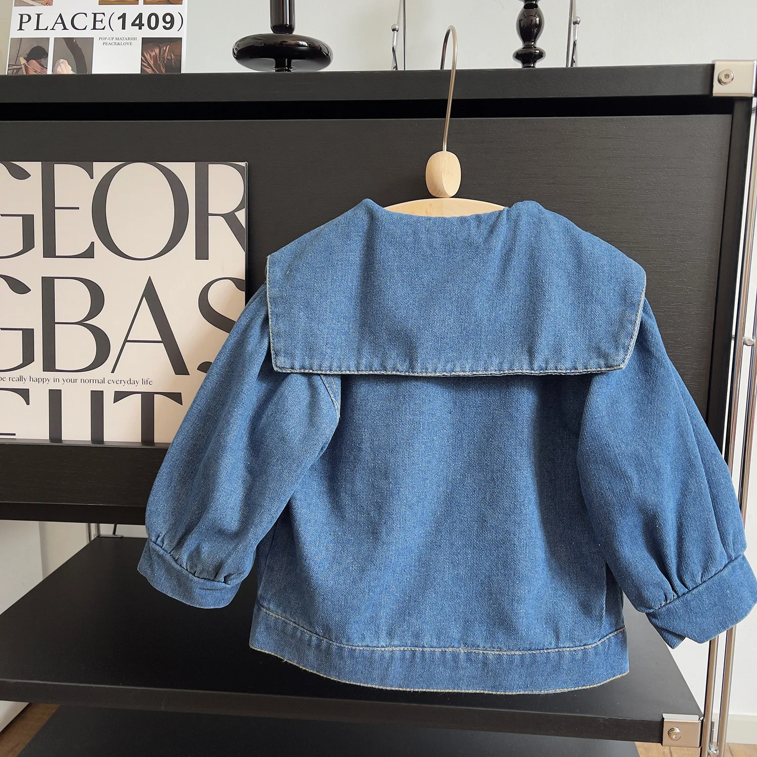 Girls Denim Jacket Spring Autumn New Single-breasted Doll Collar Washed Cowboy Coat For 2 -8 Years Kids Fashion Outerwear