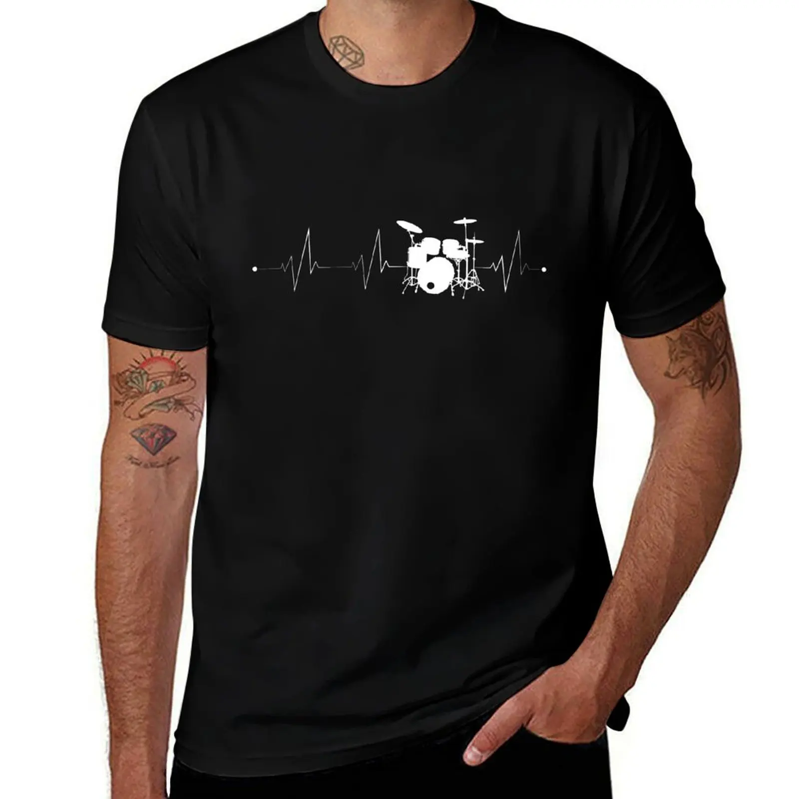Drums Heartbeat Music Drummer T Shirt Gift T-Shirt Casual Trendy Short Sleeve T-Shirt