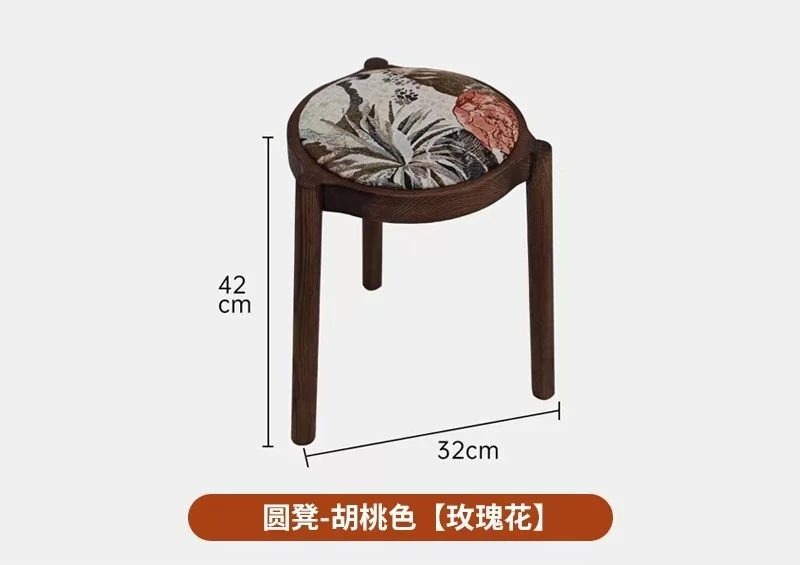 Retro stackable solid wood dining chair dining stool dining room home chair
