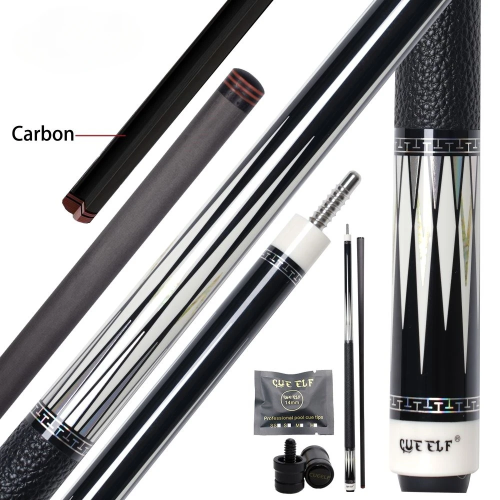 Straight Billiard Cue Sticker Smooth Real Leather Wrap 12.5mm Tip Size High Grade Carbon Fiber Pool Cue 58 Inches