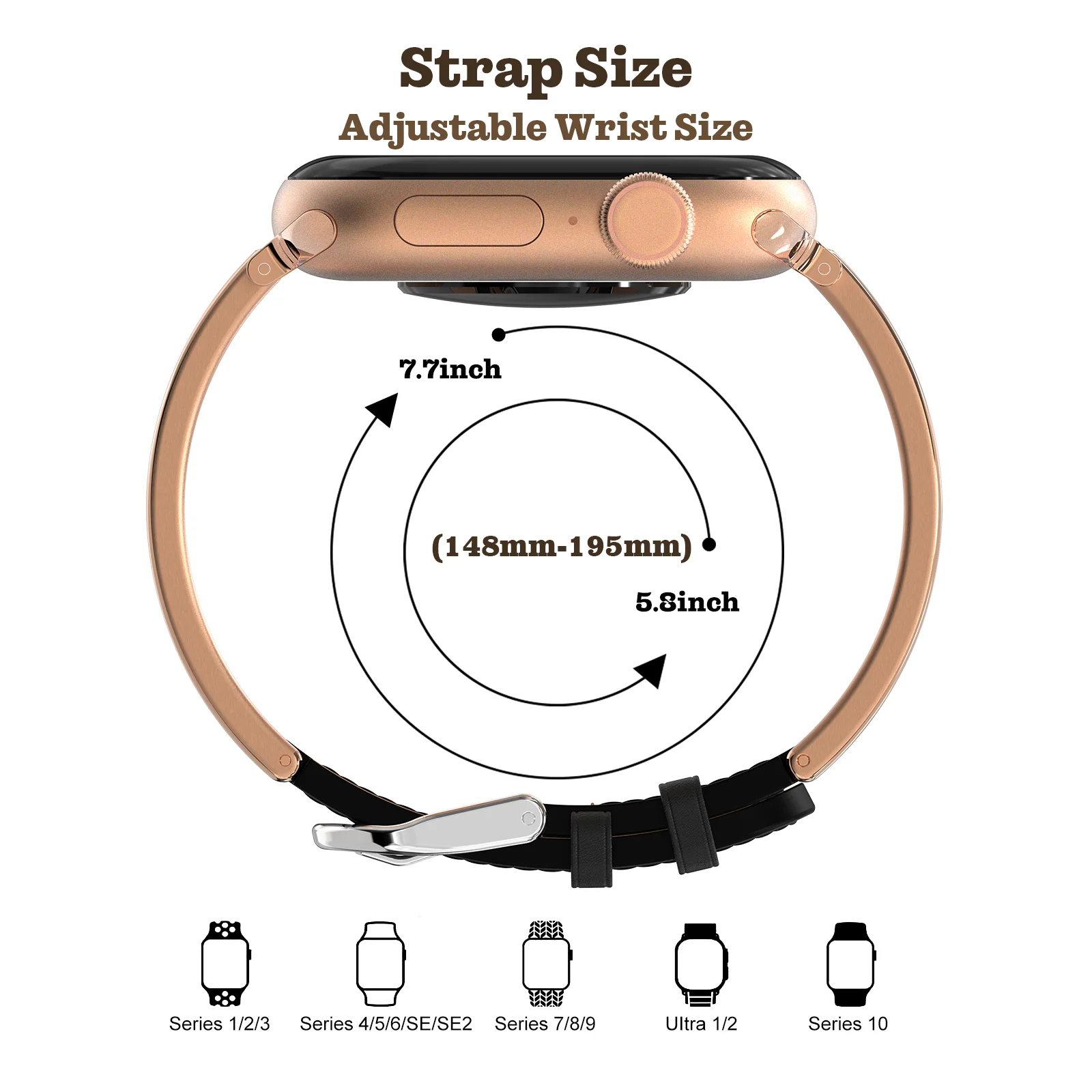 Metal  Watch Strap for Apple Watch Ultra/10/9/8/7/6/5/4/3/2/1/SE,Premium Band for Women Compatible with IWatch