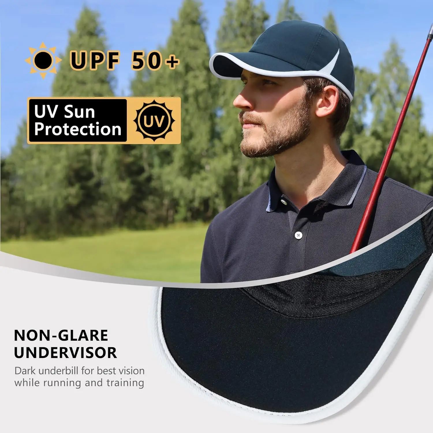 GADIEMKENSD Performance Running Hat, Stretchy Fabric with Vented Mesh for Outdoor Workouts