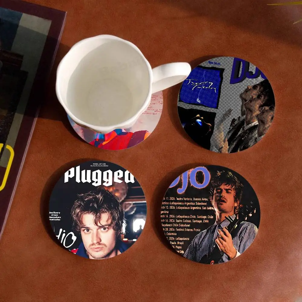 ROCK Joe K-Keery SINGER Wood Coaster Set - Heat Resistant for Tea & Coffee, Home Cafe Decor Holiday Gift