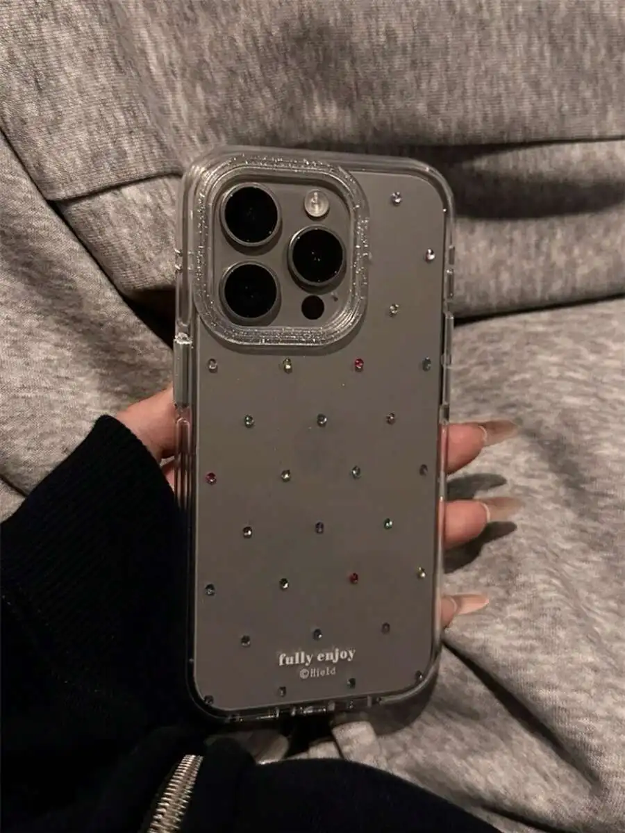 

Clear TPU Phone Case with Colorful Rhinestone Studs for iPhone 16 Pro Max, 15, 14, 13