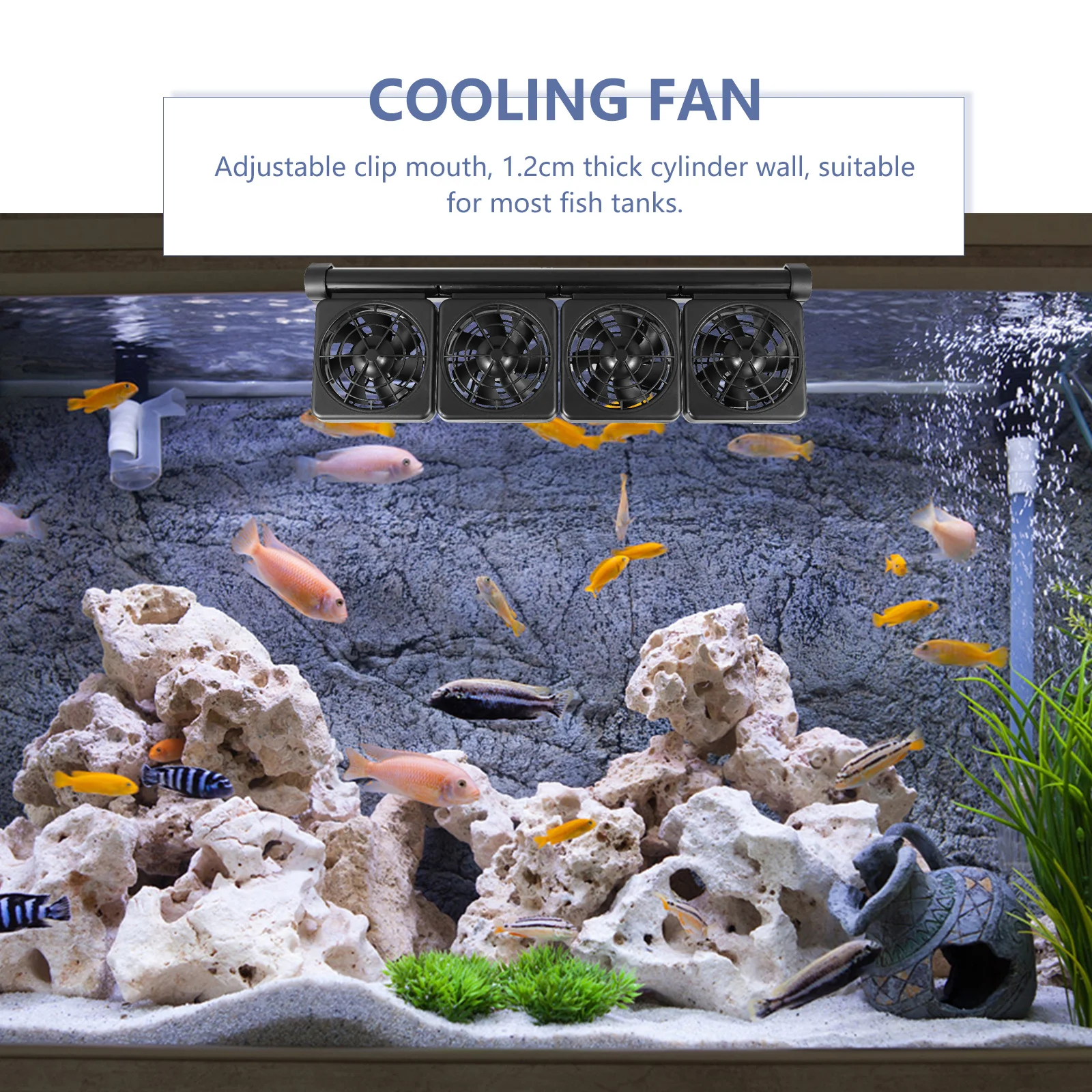 

Fish Tank Cooling Fan Adjustable 2-Speed Aquarium Chiller 12cm Clamp Cooling System Fan for Fresh Salt Water Aquarium Chiller