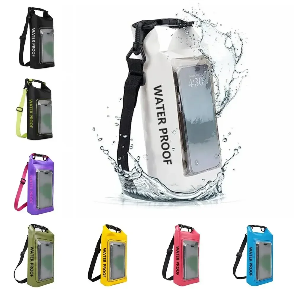 

2л новая водонепроницаемая сумка для плавания с зажимом из ПВХ, сетчатый материал, уличная сумка-мессенджер, спортивная сумка для мобильного телефона 2-в-1