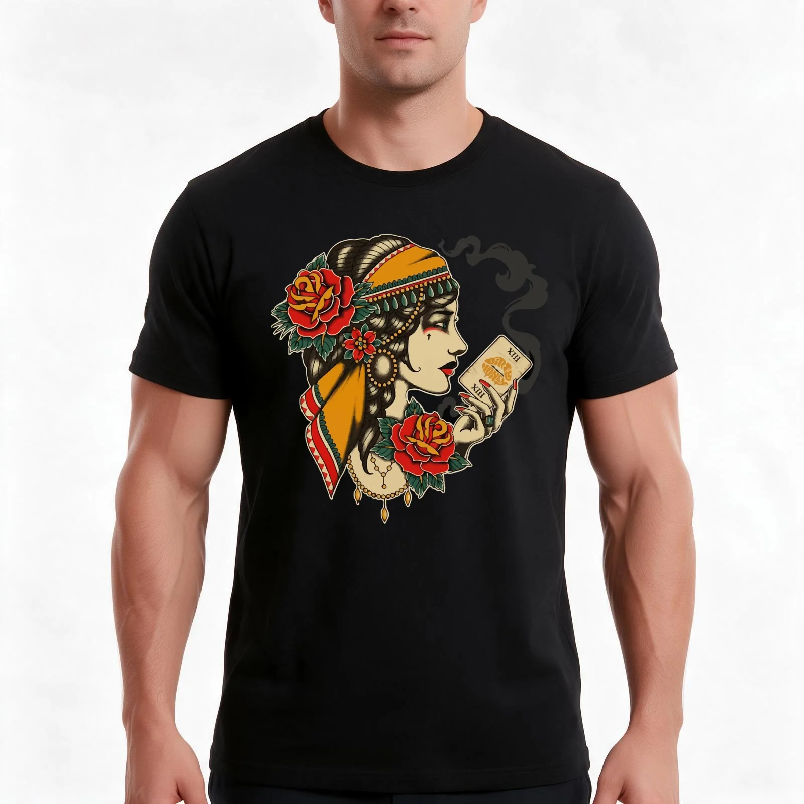 Dirty Honey Fortune Teller Tarot Card T-Shirt, Summer Casual Cotton Tee, Oversized Streetwear Tops, Vintage Graphic Print