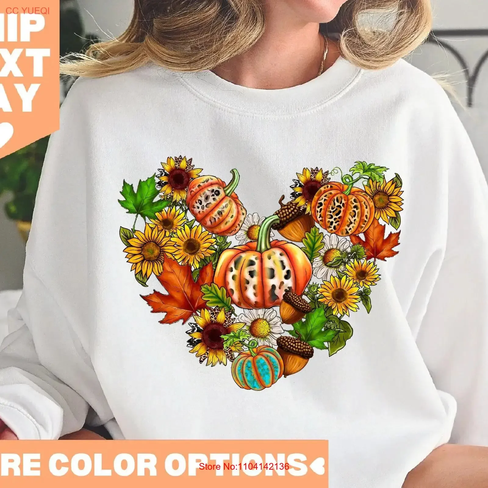 اليقطين HearT تي شيرت هالوين الخريف لطيف المرأة خمر غسلها أوم الشارع الشهير أنيق الرسم تنفس