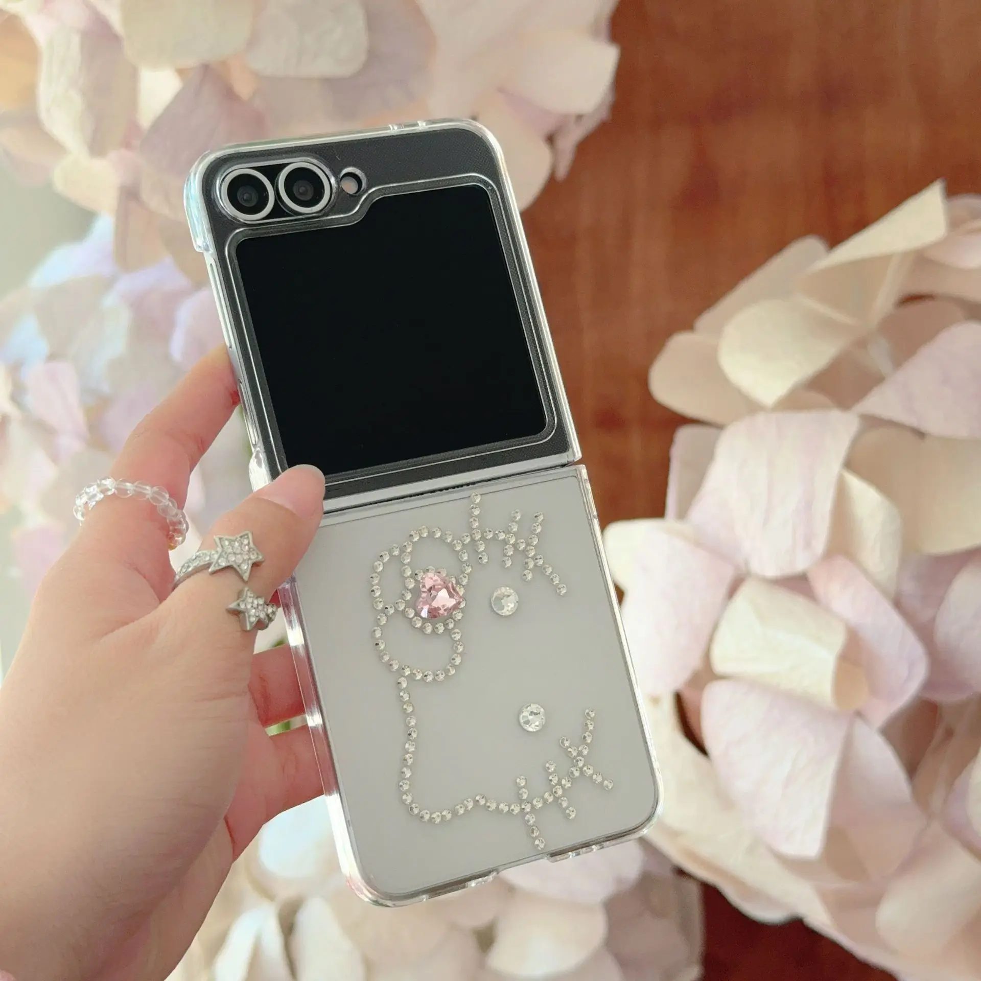 

Cat Diamond Phone Case for Samsung Galaxy Z Flip 7 6 5 4 Protective Back Cover for ZFlip5 ZFlip6 ZFlip7 Case Shell