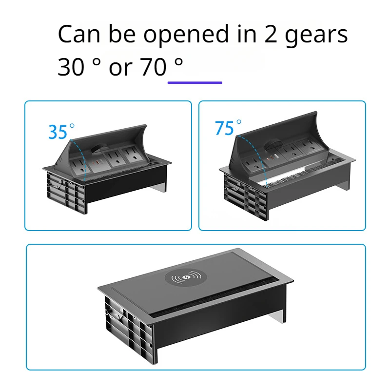 Imagem -03 - Soquete de Mesa Escondida para Escritório Desktop Soquete de Escova Preto Eua ue Reino Unido Tomadas Usb tipo c Pd15w 16a 3800w 5v 3a Ac110v 220v