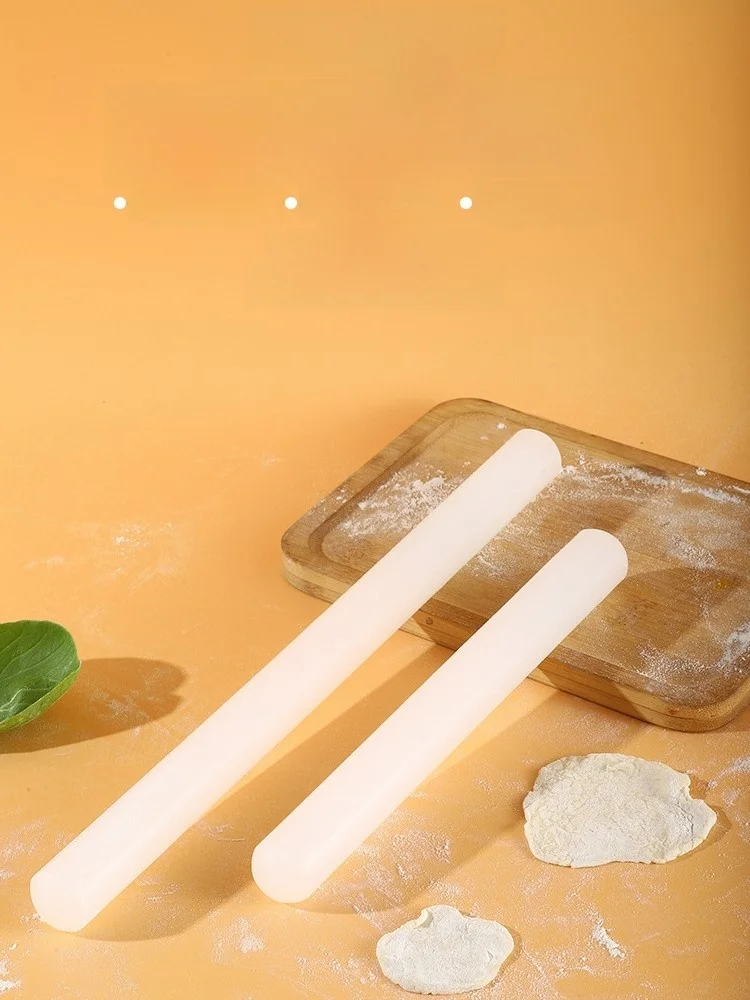 

Kitchen Baking Plastic White PP Non-Sti Dough Rolling Pin Silicone Dumpling Skin Rolling Sti Baking Accories Dough Roller