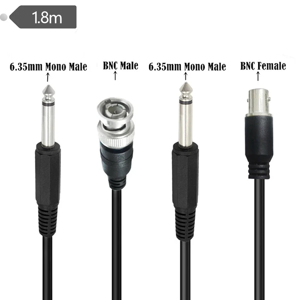 1.8M BNC Male to 6.35mm 1/4 Inch Mono TS Male Audio Cable Bidirectional Adapter Cord For Antenna Audio Signal Transmission Wire