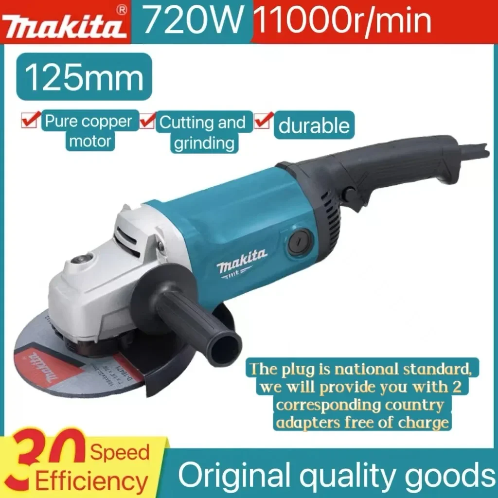 

Makita M9508B Large Size Angle Grinder 125MM Cutting Angle Polishin Power-Driven Hand Grinding Electric Pure Copper High P