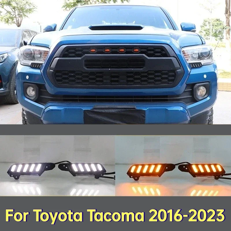 For Toyota Tacoma 2016-2023 Car LED Daytime Running Light Dynamic Yellow Turn Signal Lamp 12V Headlight Decoration Lamp