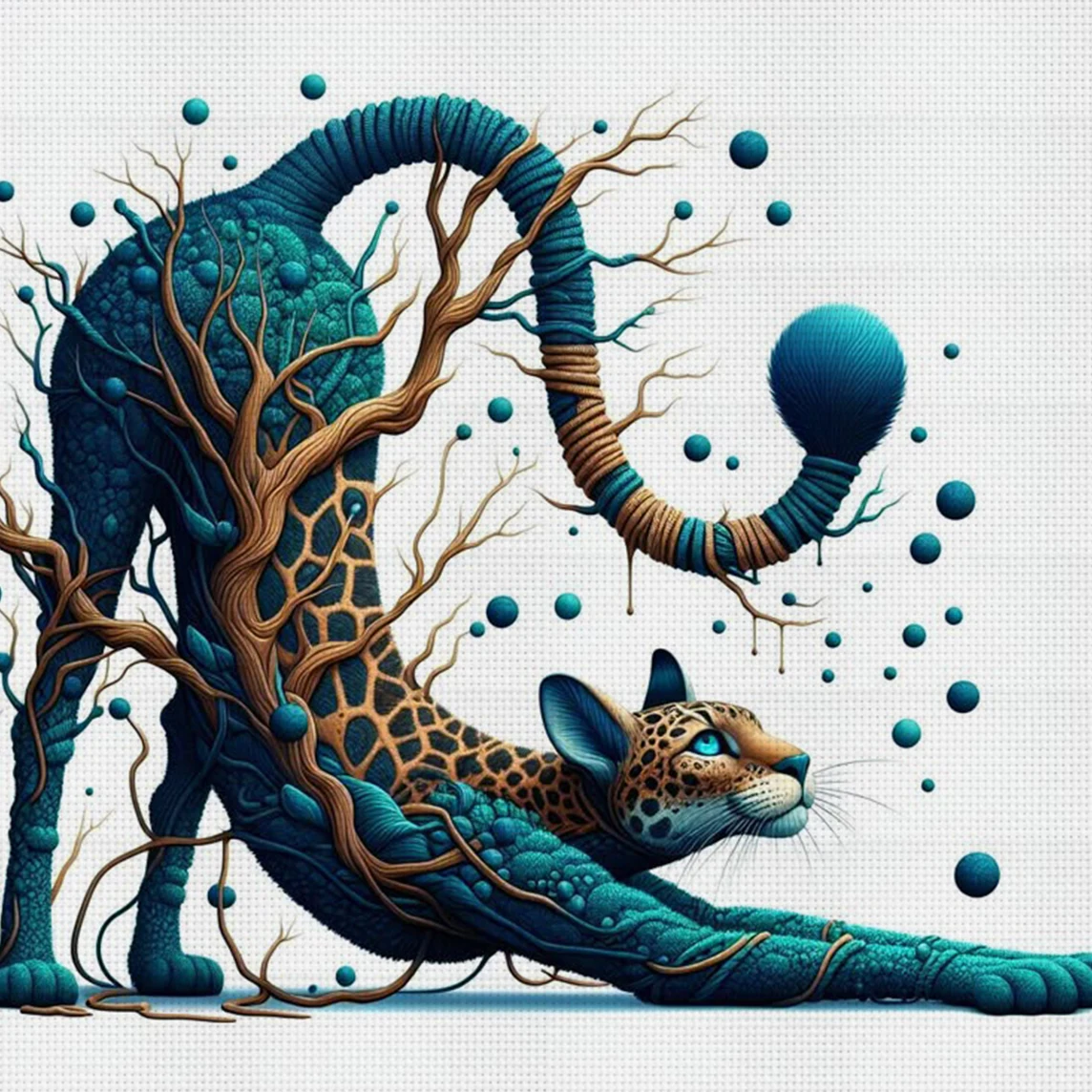 Tree Leopard's Song Kreuzstich-Set zum Selbermachen, 11CT-Stickerei, Heimwanddekoration, Geschenk, handgefertigtes Material, rahmenlos, halbfertig, 36 x 36 cm