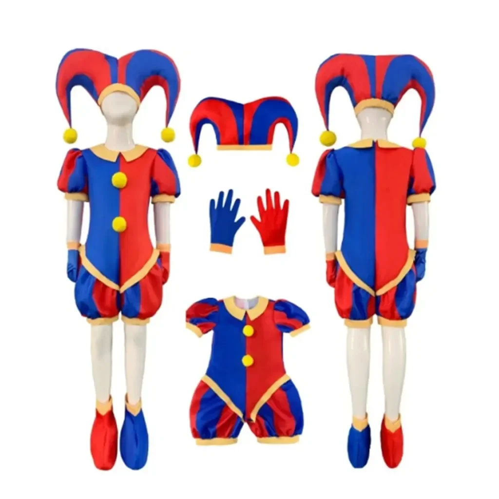 Pomni Cosplay Costume Anime The Amazing Digital Circus Bodysuit for Kids Adult Clown Halloween Christmas Party Funny Outfits