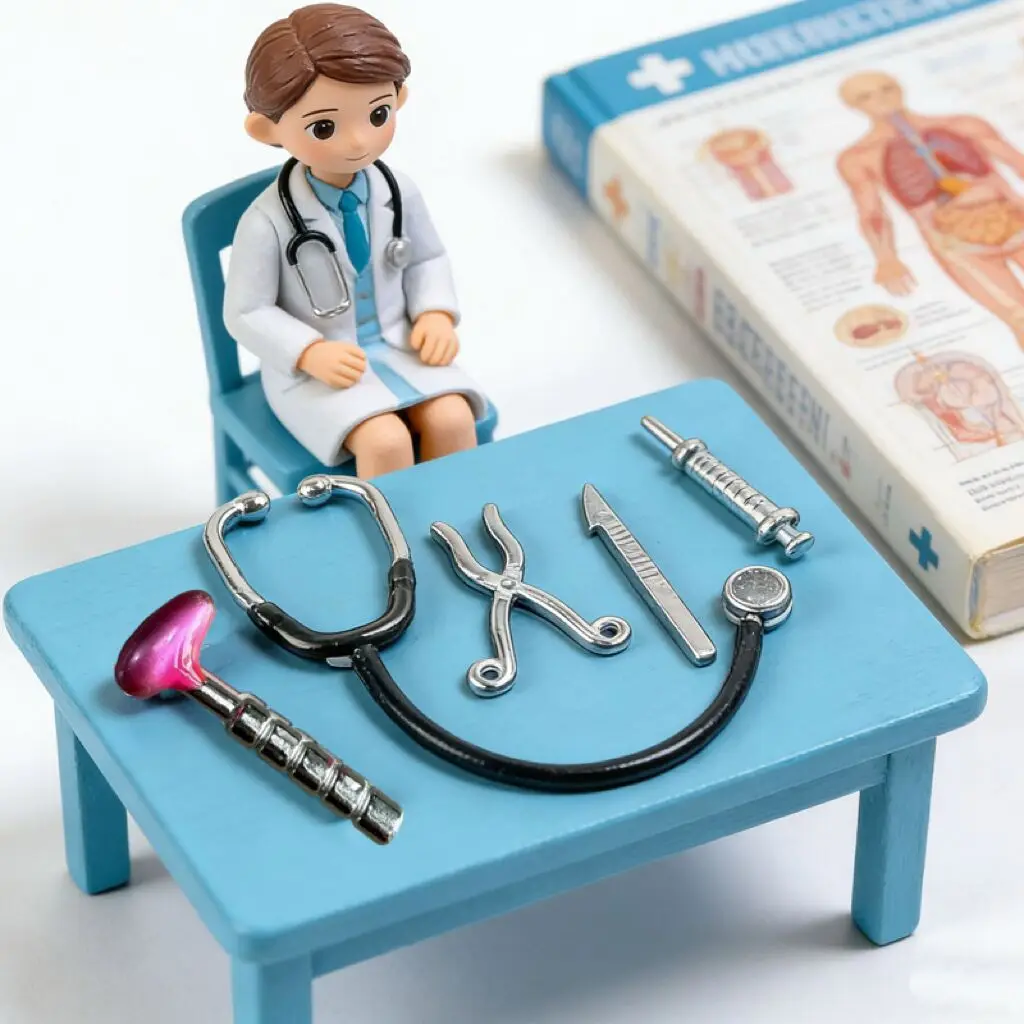 5pcs Mini Fake Stethoscope Nursing Tools Set Miniature Medical Hospital Scene Equipment Model Desktop Decoration Accessories