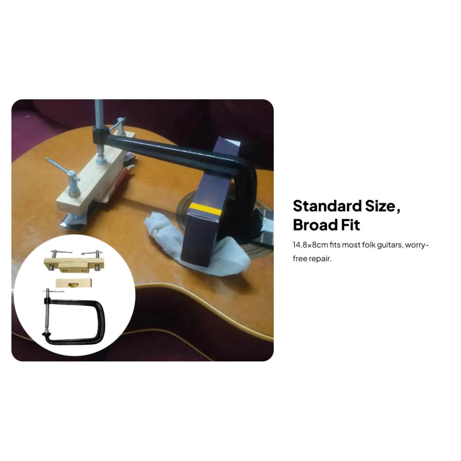 Guitar Bridge Repair Clamp Metal Caul Fixture Easy Use Luthier Guitar Tool for Acoustic Bridge Tasks