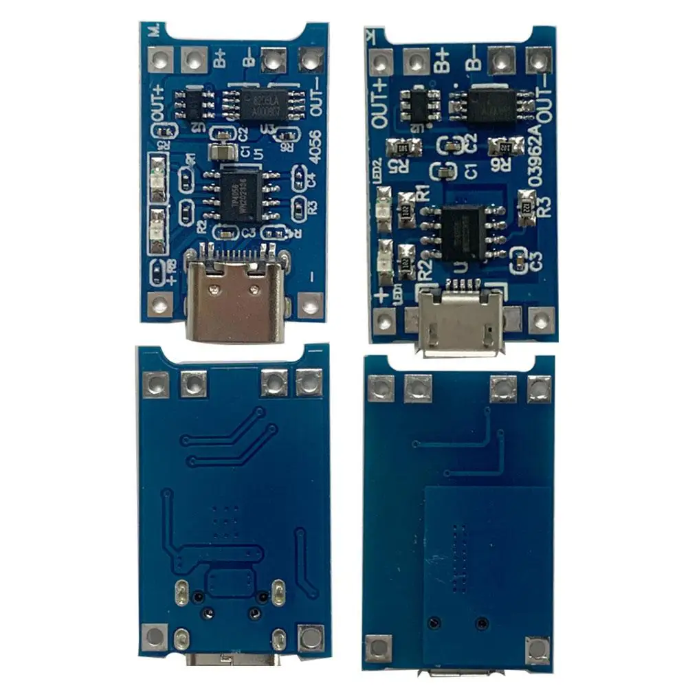 10PCS 18650 for TP4056 5V 1A Lithium Battery Charger Module with Protection Dual Functions Charging Board Type-C/Micro