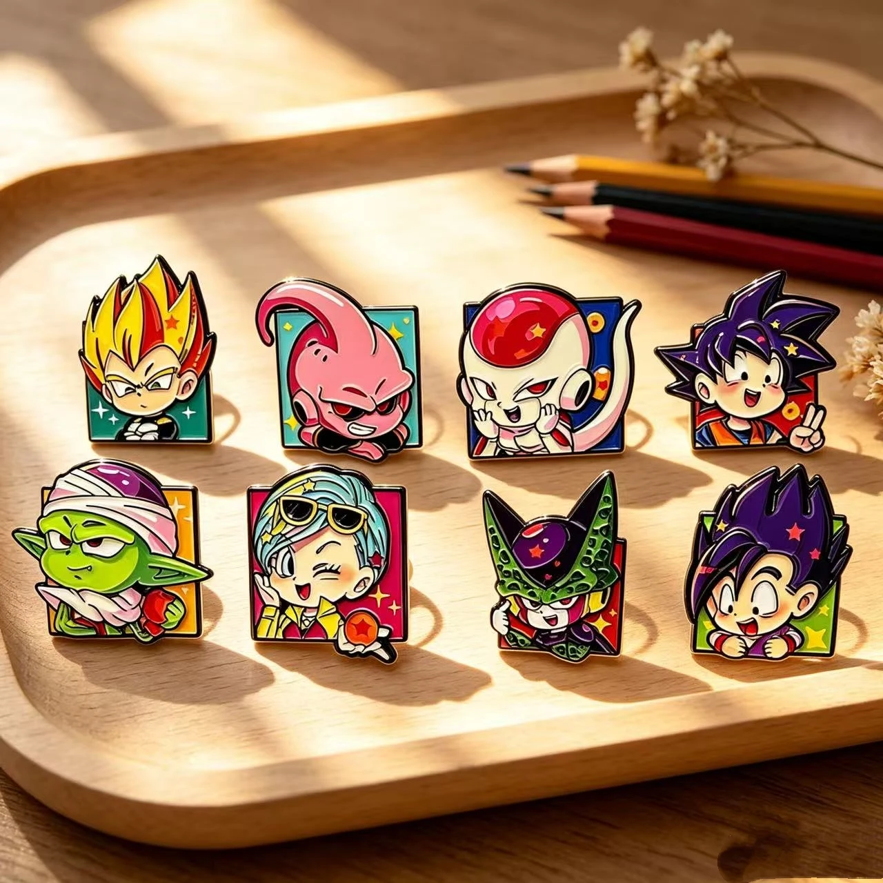 8 Stück Chibi Hot Blood Anime-Charakter Emaille-Anstecker, quadratische Cartoon-Broschen zur Dekoration von Rucksäcken und Jacken, Geschenk – Detail 4