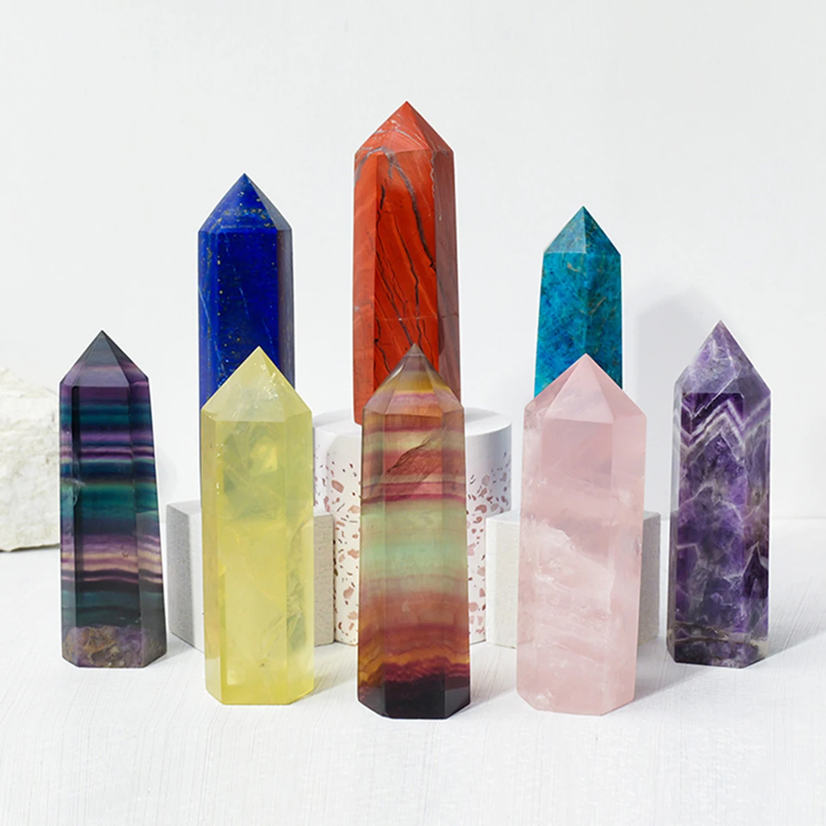 

1pc Natural Crystal Single Pointed Pillar Home Desktop Feng Shui Energy Ornament Holiday Gift