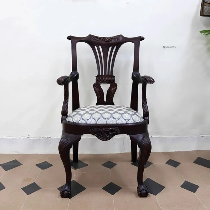 

European solid wood tenon and mortise dining chair office chair medieval designer chair