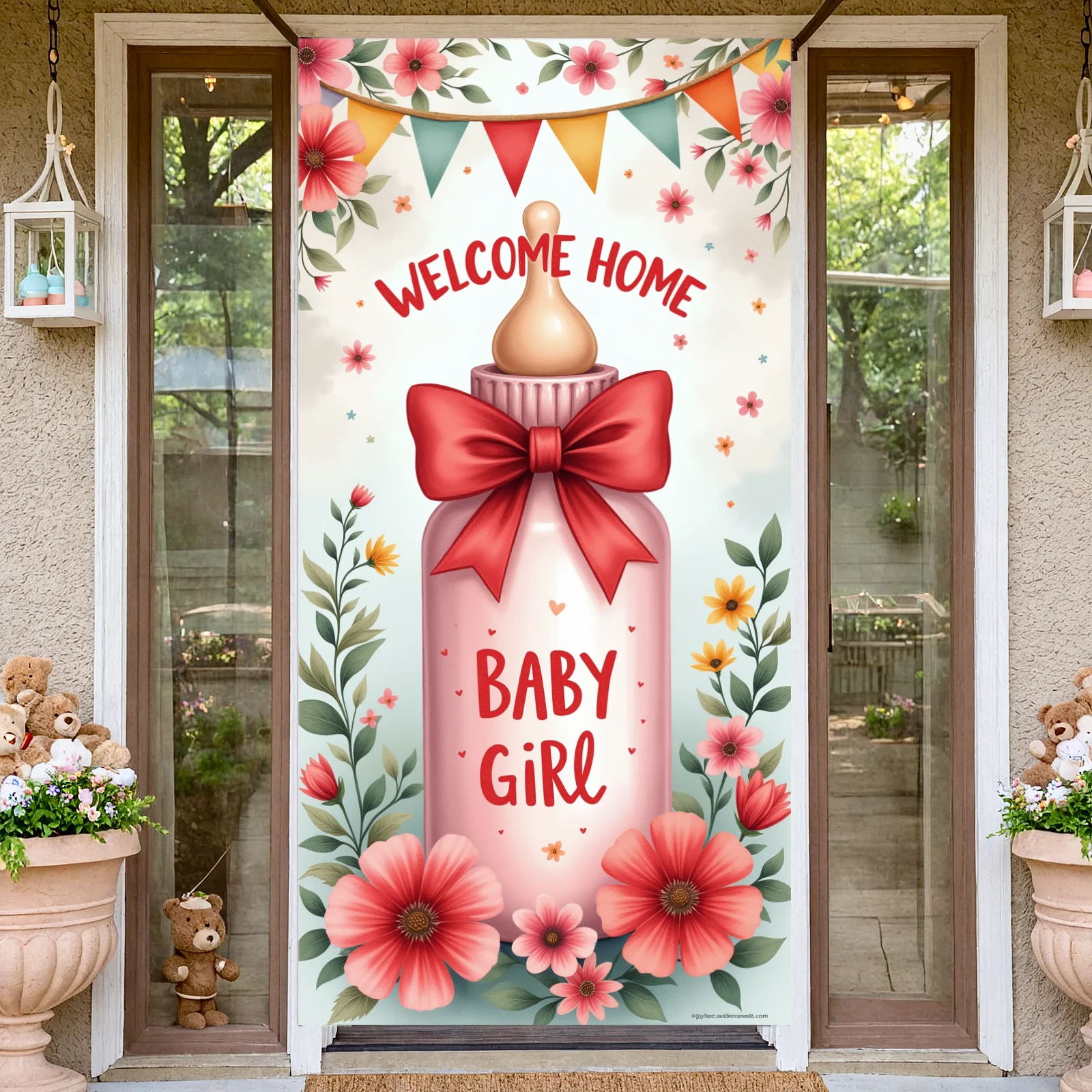 Decorative Design Baby Announcement Banner Blue Floral It's a Boy for Baby Shower Gender Reveal Newborn Event