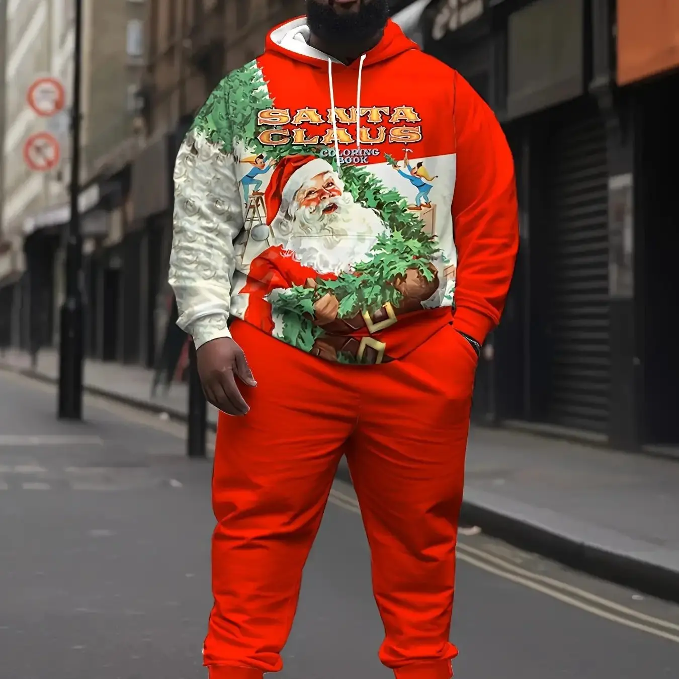 3D Printed Men's Hoodies Suit Christmas Santa Claus Man Woman Tracksuit Pants 2pcs New Year Party Casual Oversized Men Clothing