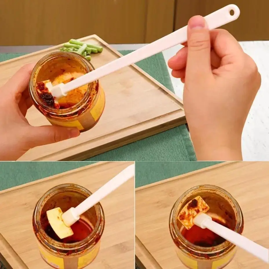 Silicone Bottle Scraper Spatula Long Handle Jar Cleaner For Jam Sauce Salad Dressing Kitchen Bottle Bottom Scraping Tool Utensil