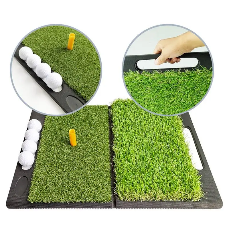 Chipping Mat Golf Training Mat Multifunction 2-in-1 Long And Short Grass Chip Swing Pad With Foldable For Indoor And Outdoor