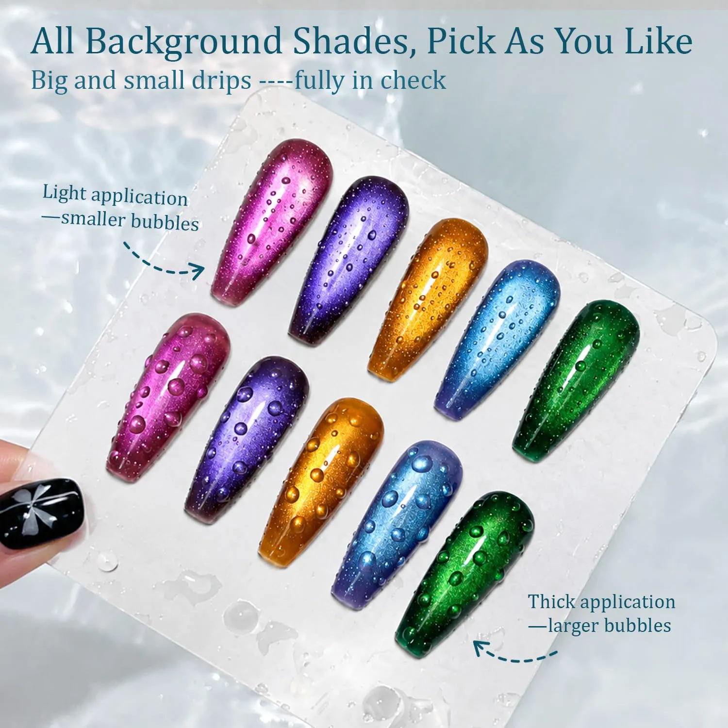 Mpow 10ml 3D Water Drop Top Coat Gel Polish Set Crystal Clear Bubble Effect Nail Art DIY Soak Off UV LED Semi Permanent