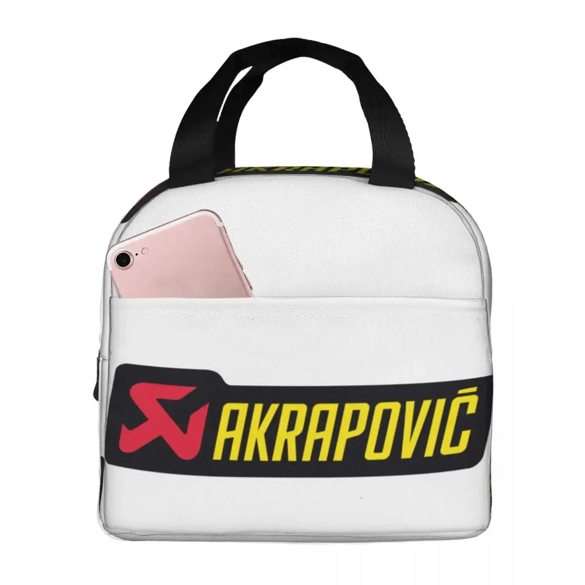 Akrapovics Logo AKS Motorcycle Exhaust Insulated Lunch Bags Portable Picnic Bags Thermal Lunch Tote for Woman Work Kids School